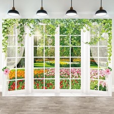Spring Window Backdrop Floral Natural Scenery Photo Background Newborn Birthday