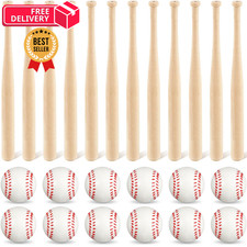 Libima 24 Pcs 8 Inch Small Wooden Baseball Bats 8 Inch, Wood Color, White