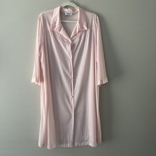 Vintage Vanity Fair Peignoir Womens Size Large Lingerie Button Front Robe Pink