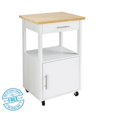Futzca Kitchen Island Cart with Storage, Rolling Kitchen Island Side Table White