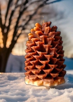 Pine Cone Shaped LARGE Candle Unscented 7''x 4'' Perfect FALL Nature New Decor 