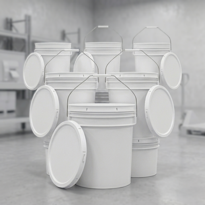 #ad 6 Pack Premium 5 Gallon Bucket Food Grade BPA Free HDPE White With Lid $44.99