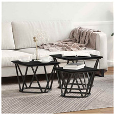 Tavolino da Caffè Rovere Nero 50x50x40cm Piano Legno Ingegnerizzato Struttura Acciaio Compatto Moderno