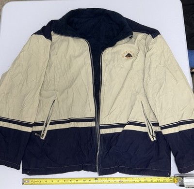 Men's Full Zip reversible Colorblock Jacket Beige/Navy, zipper Pockets
