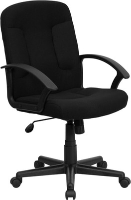 Garver Mid-Back Black Fabric Executive Swivel Office Chair with Nylon Arms