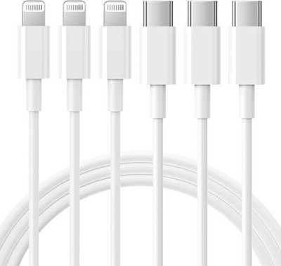 RCTech USB C to Lightning Cable 3Pack 6FT [MFi Certified] iPhone Fast Charger