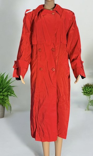 Vintage Forecaster Of Boston Power Red Trench Spring Coat Belted Womans Size 12P - Picture 1 of 20