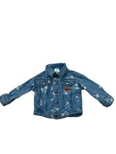 Disney Mickey Mouse Toddler Denim Jacket, Blue Allover Print, Size 2T 2024 