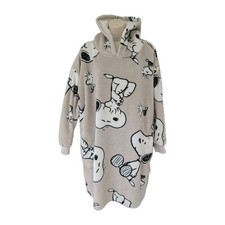 Primark Peanuts Snoopy Snuddie M/L Snoodie Hoodie Oversized Beige Fleece 
