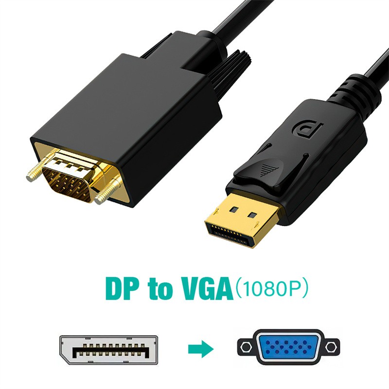 Uni-Directional DisplayPort to DVI/HDMI/VGA Cable for Lenovo Dell HP laptop Cord