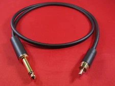 Canare GS6, GS-6 1/4 TS to RCA Audio Cable 1 Ft, BLACK.
