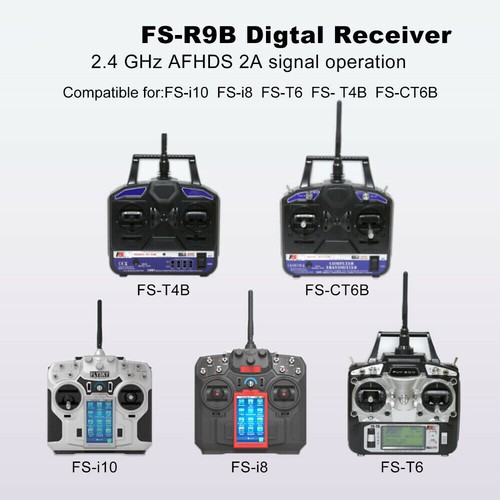 4-6.5V FS-R9B 2.4GHz 8CH RC Digital Receiver For i6 i10 T6 CT6B TH9X Transmitter - Picture 8 of 8