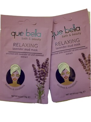2 pack- Que Bella Bath & Beauty Relaxing Lavender mud mask  0.5 oz/ 15g