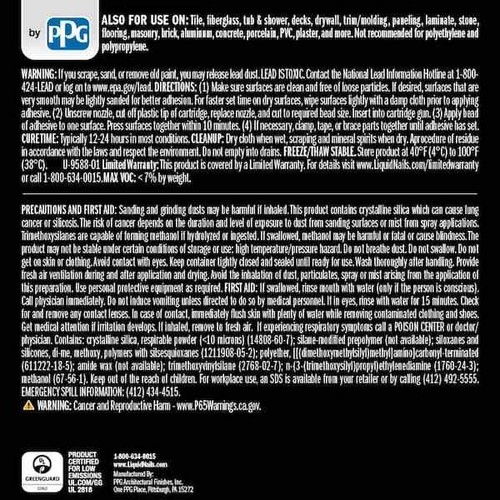 Liquid Nails Fuze It Max 9 oz. Interior Exterior Construction Adhesive Hybrid - Picture 8 of 8