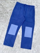 Vintage 70-80s mens French Work Faded Chore Pants With Patches On His Knees
