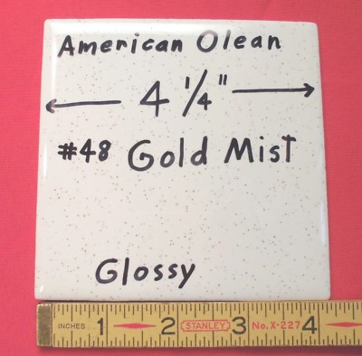 1 pc. Gold Mist-Dust: Ceramic Tile #48 by American Olean 4-1/4'' Glossy Speckled