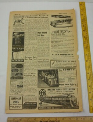 The Jolly Caterpillar Comet Jr. ride on train kiddie rides 1955 ad paper 11x17