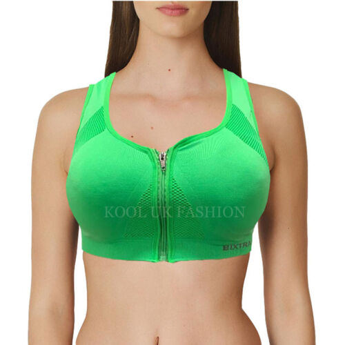 Sexy Damen-BH nahtlos Sport Frontreißverschluss bauchfreies Oberteil Trägershirt Komfort Stretch Yoga - Bild 9 von 19
