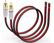 2 Pack Speaker Bare Wire Cables to RCA Plugs Adapter Repair Speaker Cord Heav...