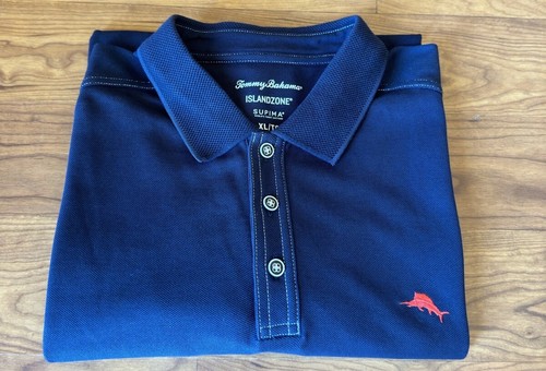 Tommy Bahama Poloshirt Herren XL Navy Blau Island Zone Kurzarm Supima Golf