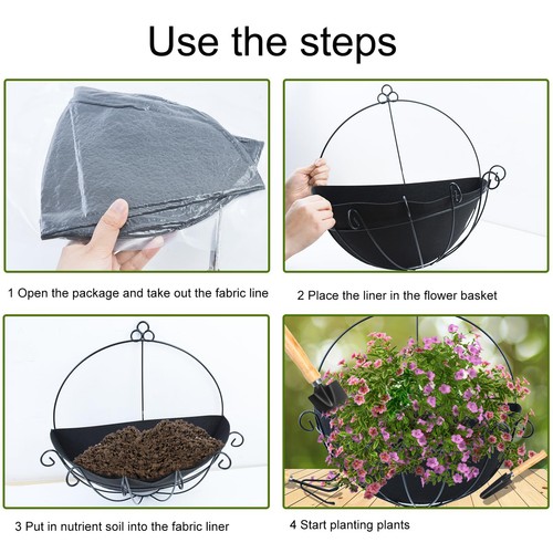 3pcsSemicircl Fabric Non-Woven Flower Basket Liner Plants Pot Replacement Liners - Picture 12 of 15
