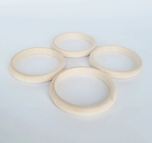 Wooden Round Bangles, Set of 4, Height 1 cm, - Decoupage / Unpainted