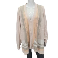 H by Halston Long Sleeves Jacquard Hook and Eye Front Cardigan 3X Plus Size Top