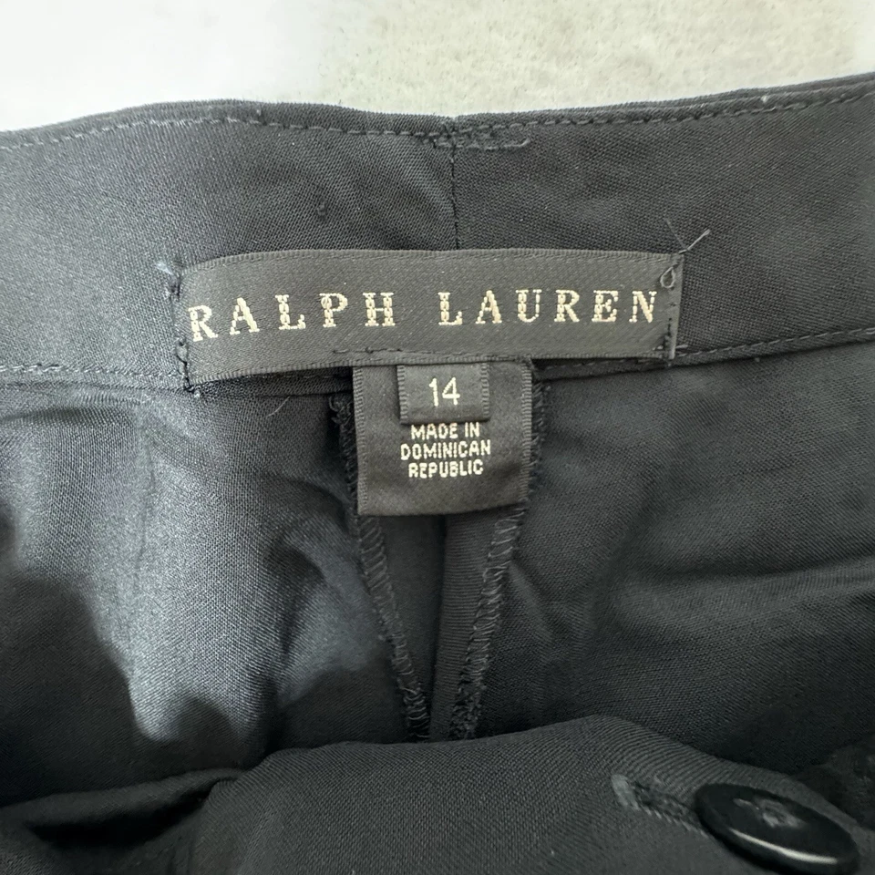 Pantalones Ralph Lauren Black Label para mujer 14 pantalones negros de lana de pierna ancha Foto 2 de 4