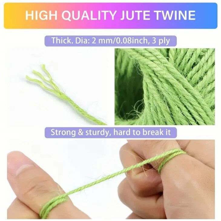 3 Ply 5m-20m Coloured Jute Twine Gift Garden Burlap Craft string cord UK Made - Image 3 of 4