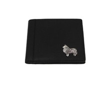 Sheltie Black Real Leather Wallet Card Holder Coin Pocket Shetland Sheepdog Gift