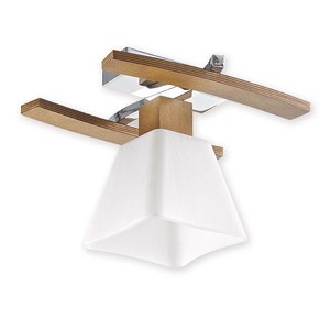 Oak 1 Flush Ceiling Light Chrome Wood Glass Modern Classic