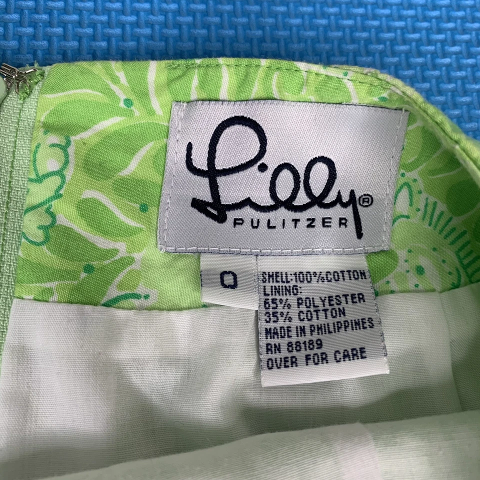 Falda Vintage Lilly Pulitzer Talla 0 Animal Zoo Estampado Palma Verde Blanco Etiqueta Forrada  Foto 3 de 4