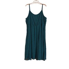 Torrid Plus Size 3 Green Polka Dot Dress Adj Straps Flowy Elastic Waist Lined