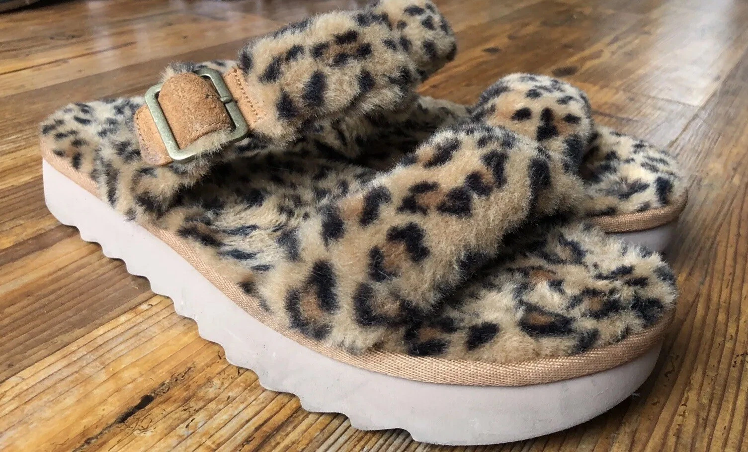 Ciabatte donna taglia 10 Koolaburra by ugg FURR AH SLIDE SANDAL stampa ghepardo