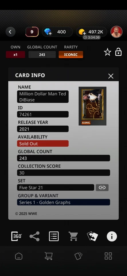 ЧЕЛОВЕК НА МИЛЛИОН ДОЛЛАРОВ TED DIBIASE 2021 WWE TOPPS SLAM FIVE STAR 21 ЗНАКОВЫЙ ЦИФРОВОЙ - Изображение 3 из 3