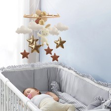 Baby Mobile Girl Bunny Boho Balloons Stars Felt Hanging Crib Nursery Decor