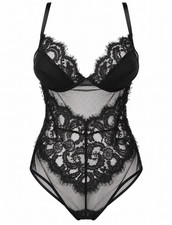 Black Lace Bodysuit Mesh Sexy Plus Stretch Wireless Sleeveless Tank Teddy Sz XXL