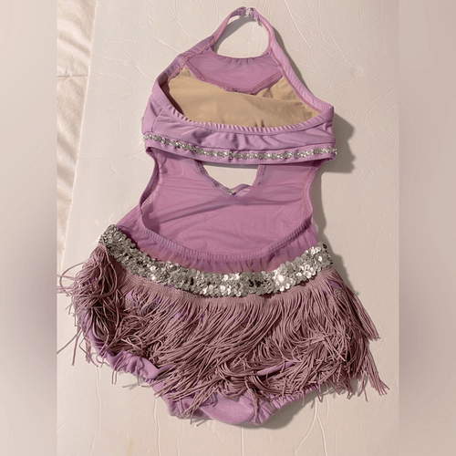 Individuelles Solo lyrisch verziertes Strass Tanzkostüm Lavendel Trikot MC - Bild 3 von 7