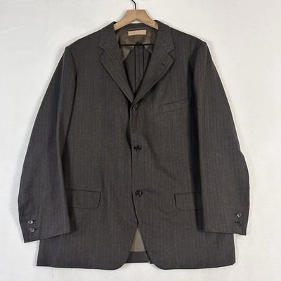 Vintage Brooks Brothers Makers 46 Wool Blazer Brown Pinstripe Ivy Sport Coat