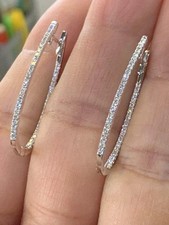 Women's 2 Ct Round Lab-Created Diamond Hoop Gift Earring's 14K White Gold Plated