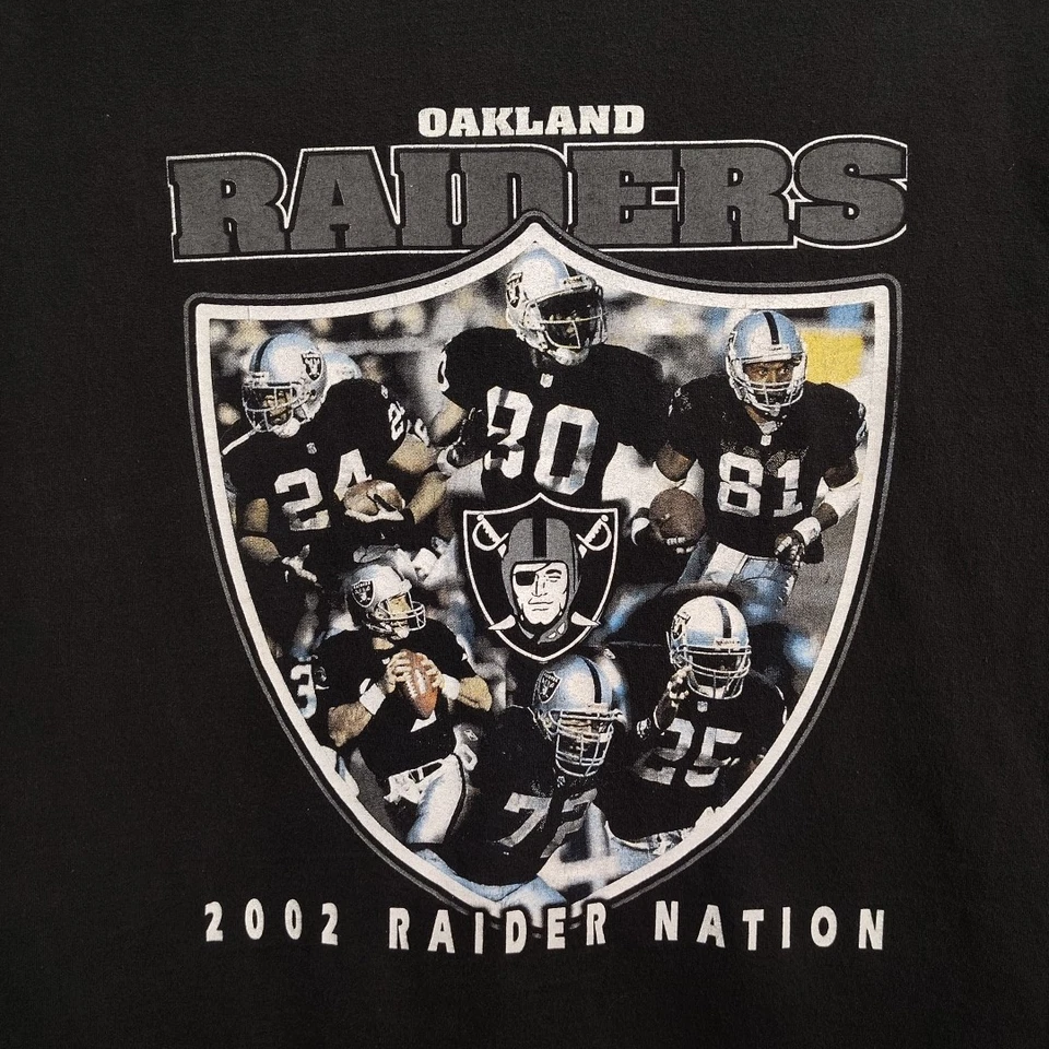 Camisa Y2K Vintage Oakland Raiders Nation L 2002 Jerry Rice Doble Cara NFL Rara Foto 2 de 4
