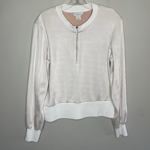 CLUB MONACO 1/2 Zip Pullover Women Large Pink Satin Viscose - Picture 1 of 9
