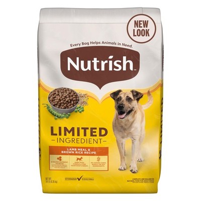 Nutrish Limited Ingredient Lamb Meal  Brown Rice Recipe Dry Dog Food, 14 lb.