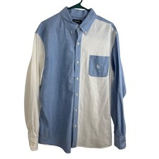CHAPS Mens Colorblock Oxford Button Down Shirt XL Blue White Casual