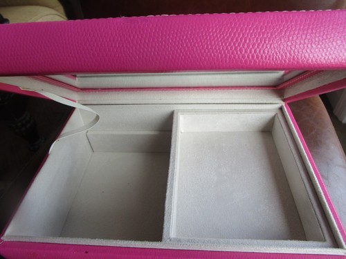 Hold Everything Hot pink leather  jewerly box 13 X 7 X 4 Excellent condition