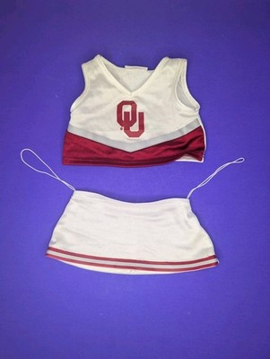Build A Bear NCAA OU Sooners Cheerleader Uniform White Red 2 Piece BAB Workshop