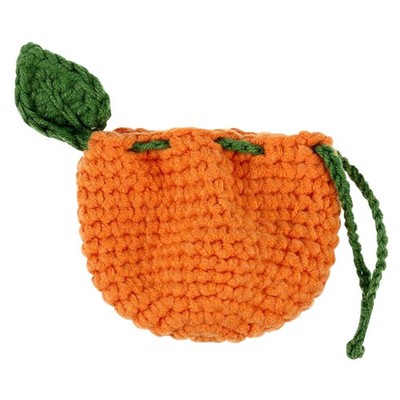 Cute Tangerine Bag Drawstring Crochet Fruit Packets Orange-Shaped Crochet Purse