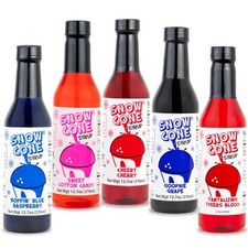 Ready-to-Use 12.7 oz Snow Cone Syrup Pack - 5 Delicious Flavors for Any Occasion