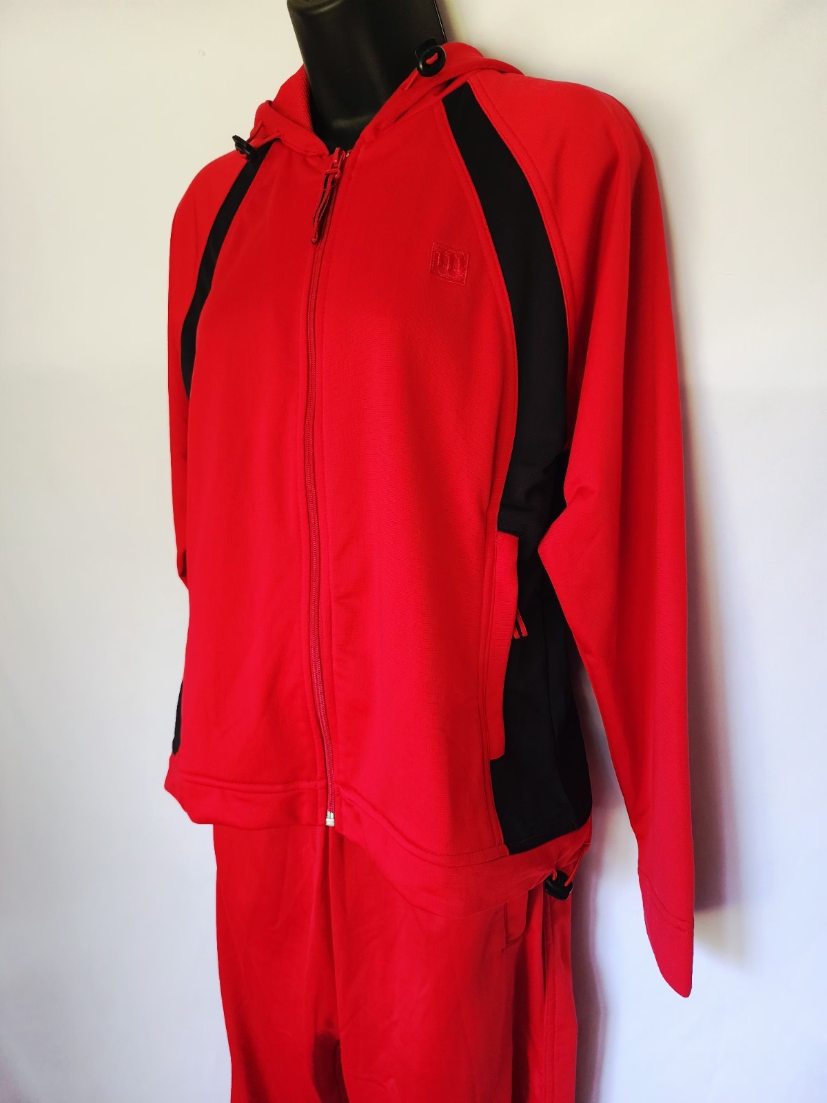 VINTAGE WILSON SPORT HOODIE AND PANT SET RED & BLACK MENS SIZE MEDIUM RARE FIND image 2