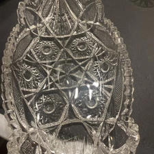 Vintage Oval Bowl American Brilliant Imperial NU CUT Pressed Glass 1920’s Mu